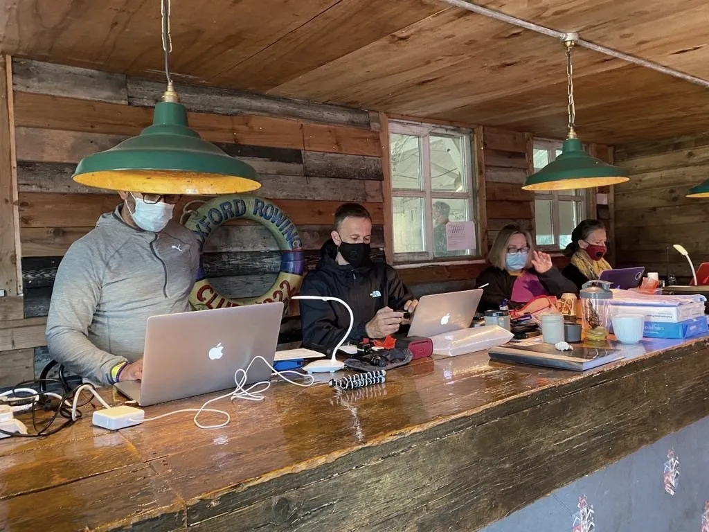 Team on site at work